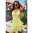 Yellow Sexy Ruffle V Neck A-line Mini Dress