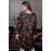 Black Printed V-Neck Three Quarter Sleeve Loose Dress