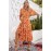 Orange Bohemian Flutter Sleeve Floral Dress